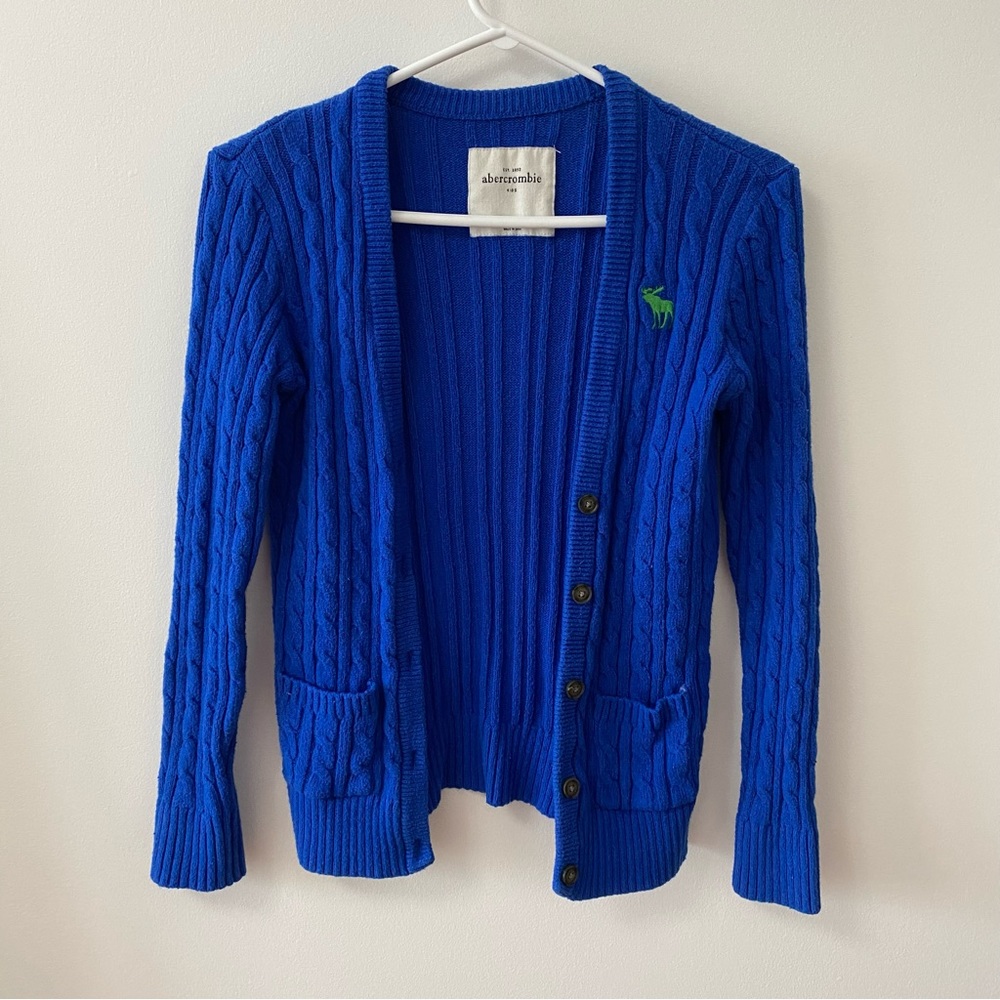 ABERCROMBIE KIDS ROYAL BLUE KNIT CARDIGAN